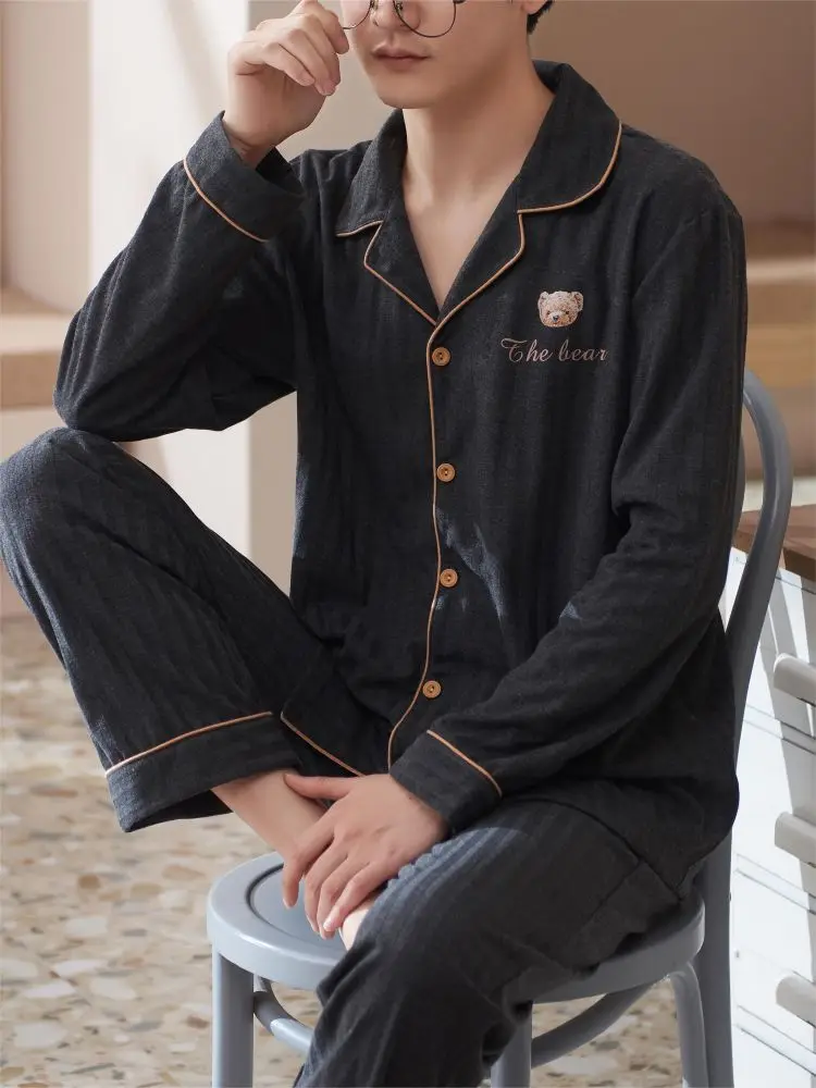 Pajama Couple Man and Woman Cotton Pajamas Men's Silk Pajamas Warm Sleeping Sleepwear Big Size Home Clothes for Men Boy Pyjama