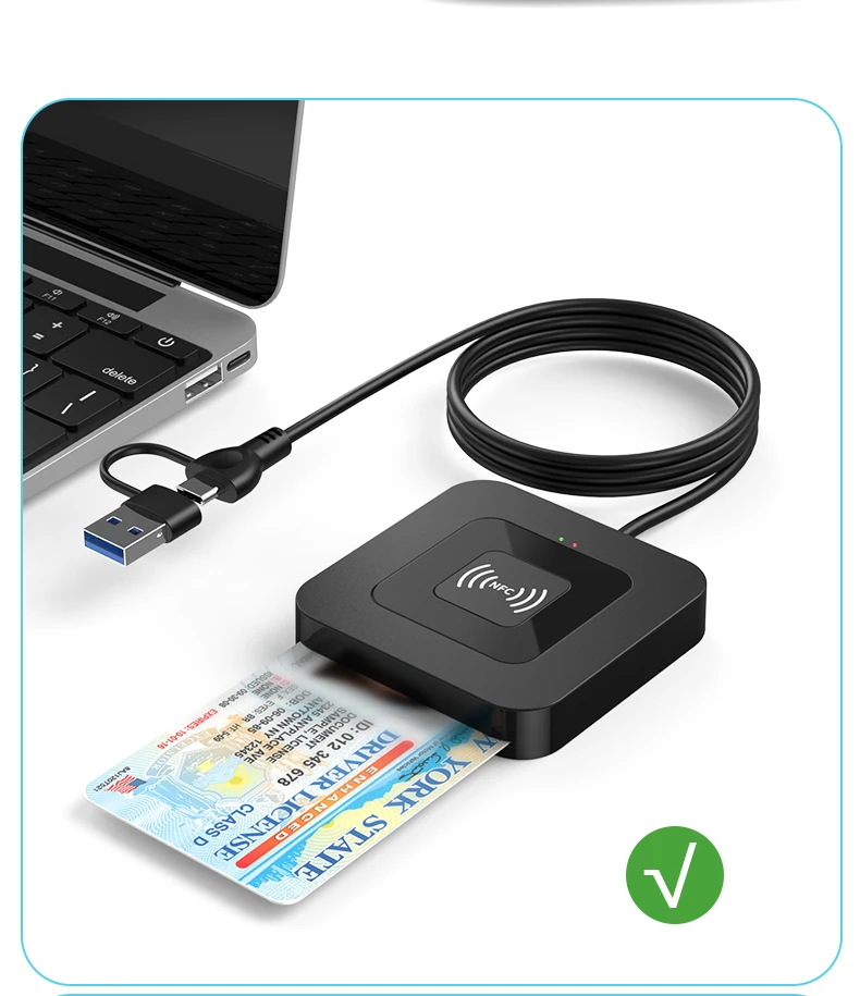 UTHAI X06 USB 2.0 스마트 카드 리더기 2-in-1 IC 카드 리더기 (접촉식 및 NFC 지원) 은행 ATM 세금 신고용