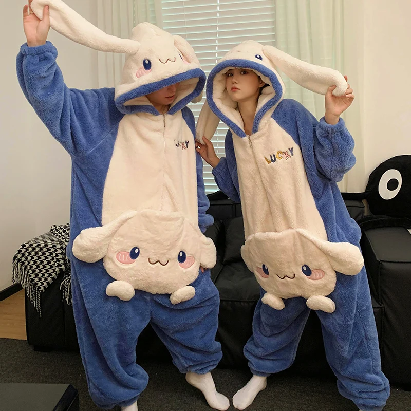 

Kigurumis Rabbit Winter Women Pijama Onesie Men Sleepwear Jumpsuit Soft Warm Thicken Hooded Pyjamas Homewear Anime Loungewear