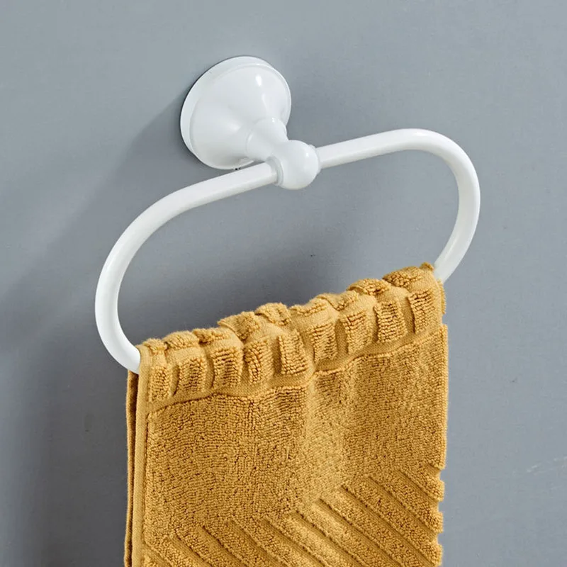 Bathroom accessories towel rack European copper Hardware pendant towel holder hanger White ring
