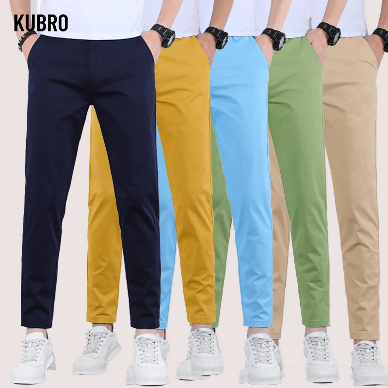 Casual Pants KUBRO Men's Pants Summer Casual Pant 9 Colors Cotton