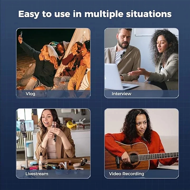 Microfono Lavalier professionale wireless doppio per iPhone, Android, cellulare, PC, microfono con asola_voghion.com