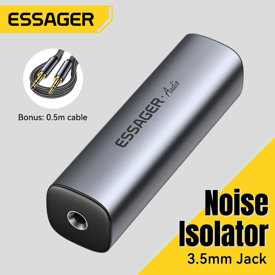 Essager 3.5mm Aux Audio Noise Filter Anti-interference Ground Loop Noise Lsolator Eliminate For Car Audio System Home Stereo
