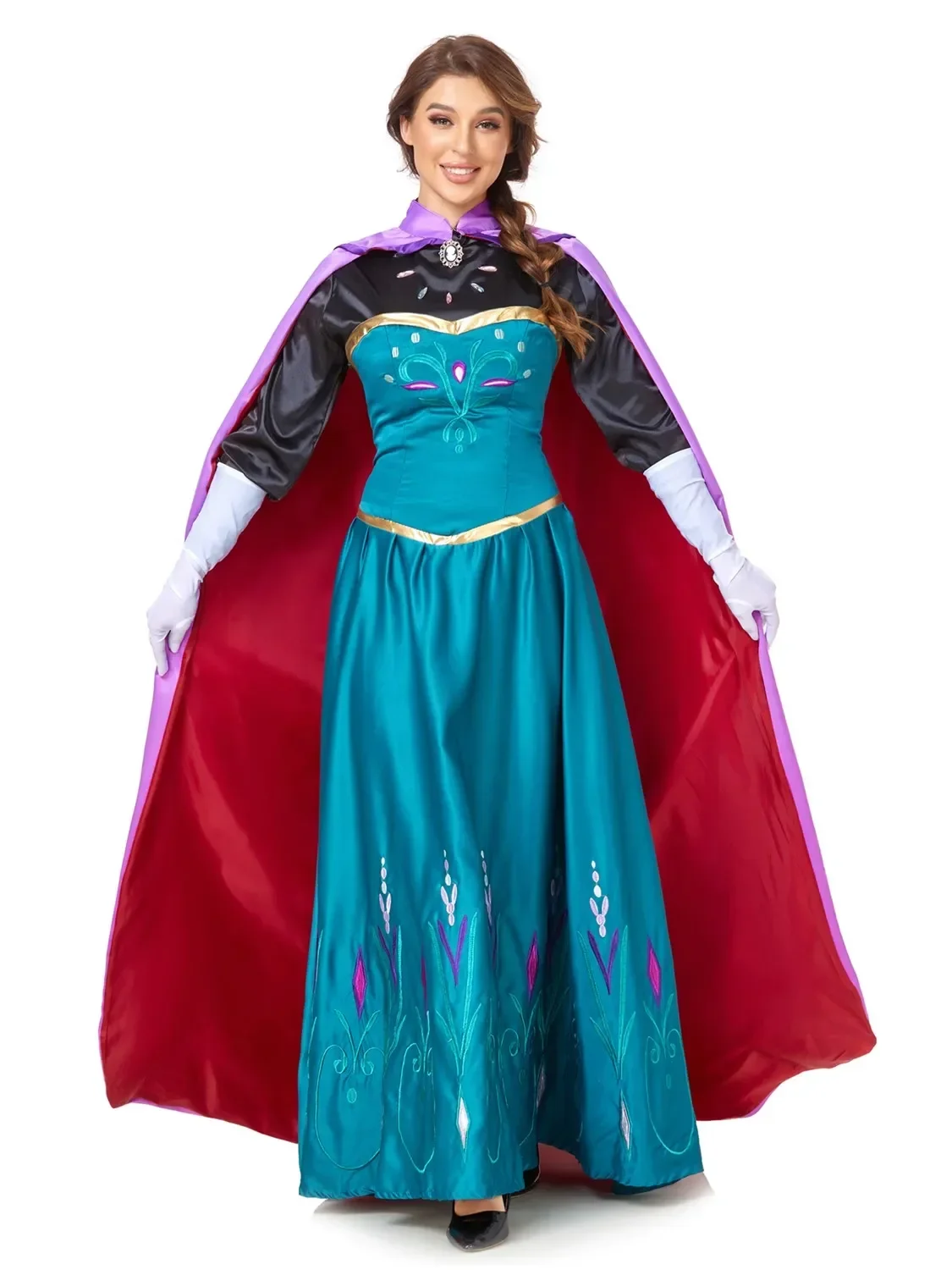 

Deluxe Halloween Purim Anime Snow Anna Princess Cosplay Costume Christmas Carnival Party Frozen Queen Elsa Fancy Dress