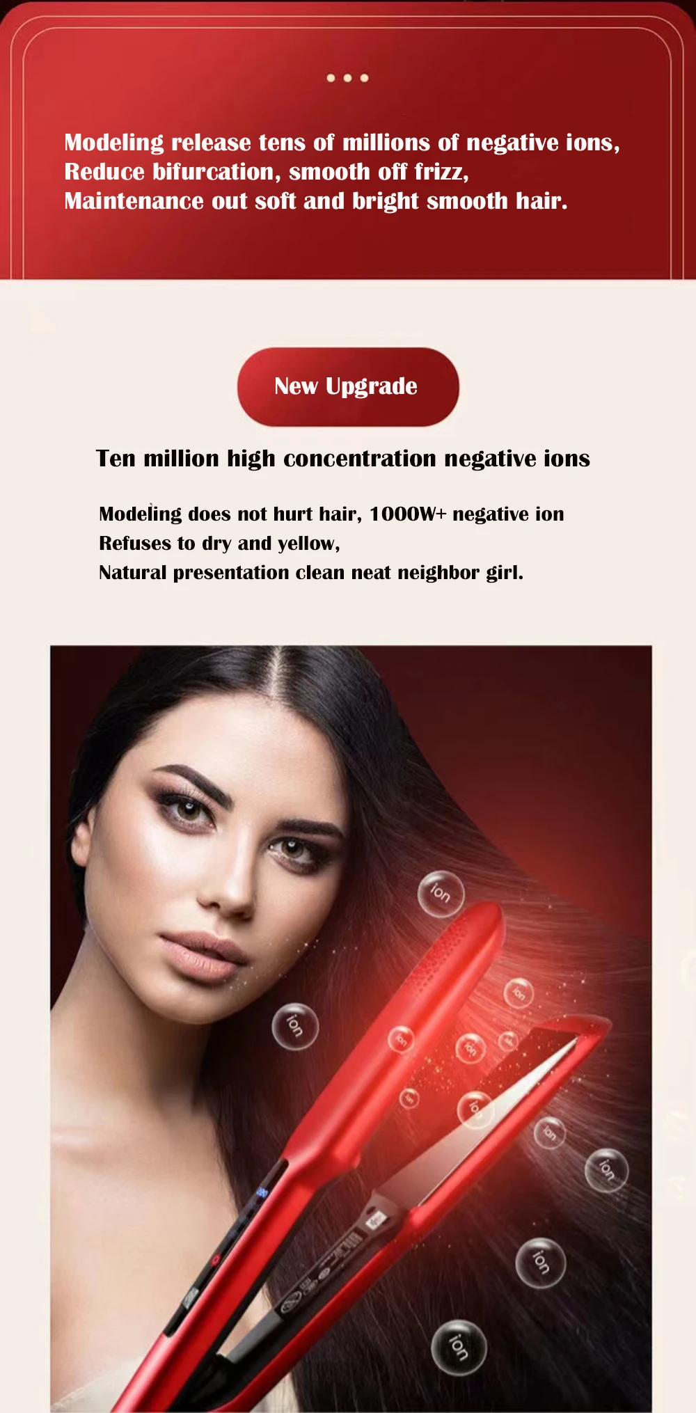 Description Picture 6 of itemProfessional Hair Straightener Brush Titanium Flat Iron with LCD Display Heating Curling Iron Fast Hair Straightening Iron