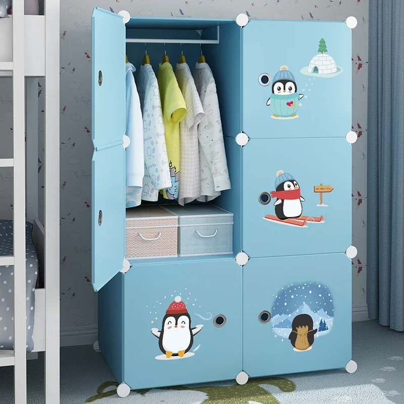 Kids Closet Closet Children's Wardrobe Child Baby Cabinets Toy Cabinet Storage Sliding Door Organizer Clothes Dress Furniture