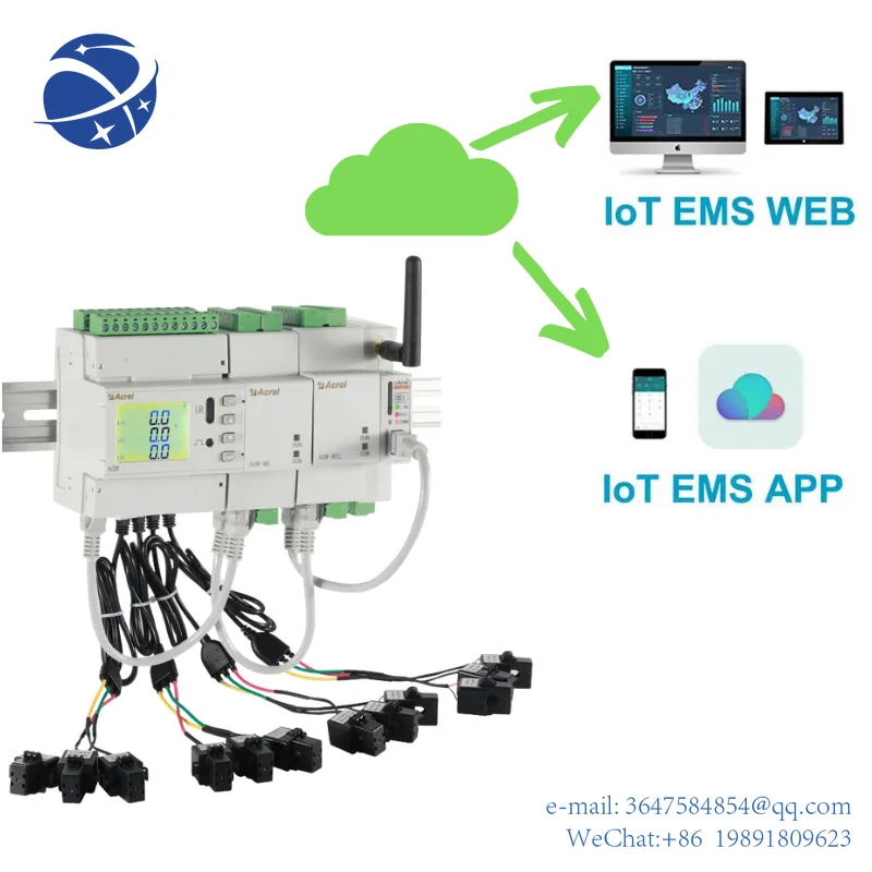 

Yun YiDigital Din-rail Branch Circuit 3 phase Power Meter with Modbus-RTU RS485 LORA Wireless and Split core Current Transformer