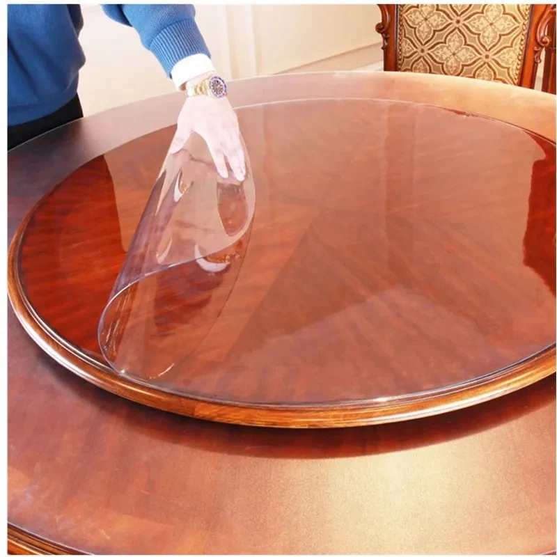 Round Transparent Tablecloth Waterproof Oilproof Table Cloth PVC Plastic Soft Glass Living Room Kitchen Coffee Table Cover Mat