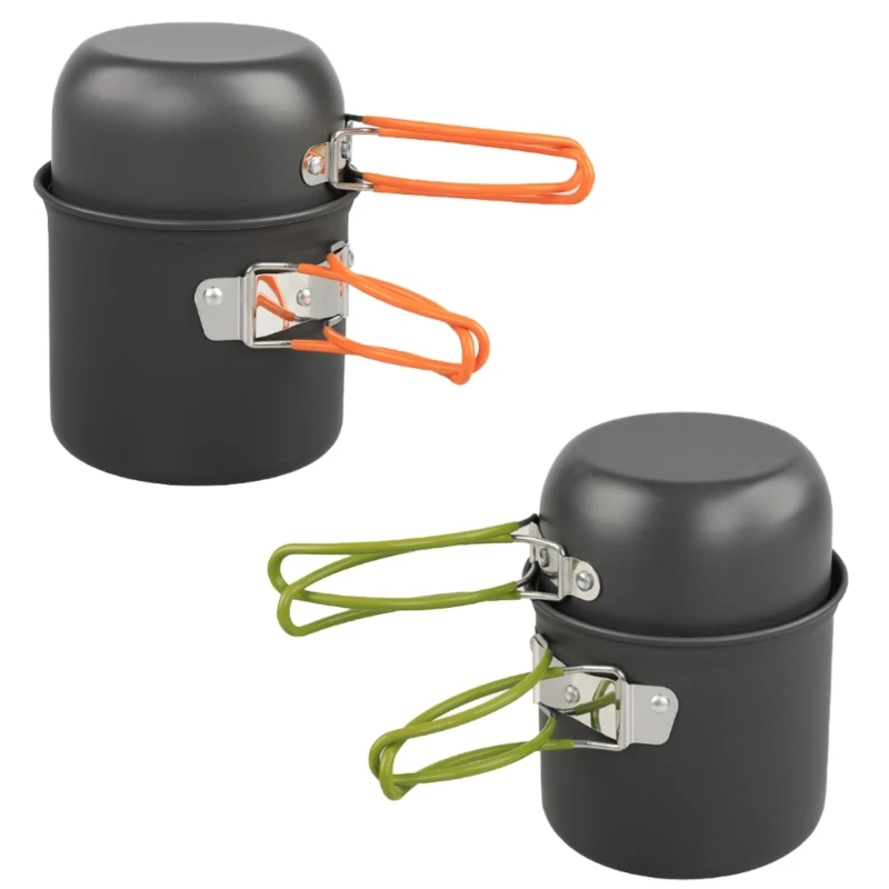 Outdoor Picnics Camping Pots Cooking Tableware Portable Picnics Cookware for 1-2 Person Hiking NonStick Pots Easy to Clean