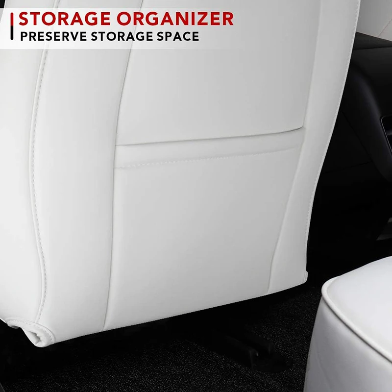 For Tesla Model 3 Y Leather Seat Back Protector Wear-Resistant Car Kick Mats with Organizer Pocket Waterproof Scratchproof car seat protector car seat organizer