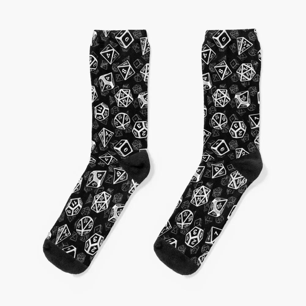 D20 Dice Set Pattern (White) Socks floor anime summer Socks For Girls Men's lama and cactus pattern socks anime hip hop woman socks men s