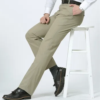 Elon Business Trousers Pants Straight Trouser Khaki Army Green black Light gray Dark gray Rice gray Beige Men's Pants Office Trousers 3