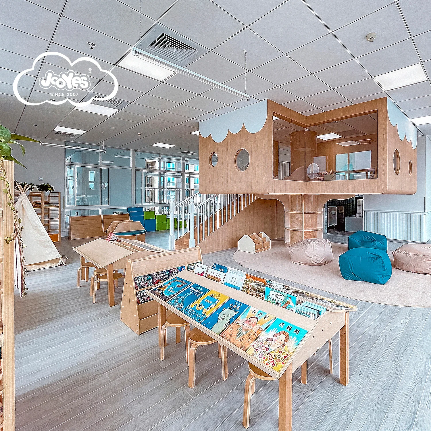 Pre school library furniture kids reading tables
