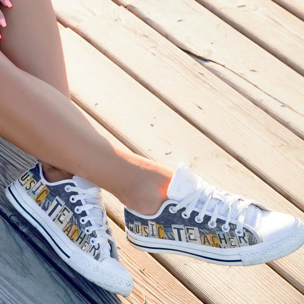 License Plate Music Teacher Printed Womens Shoes Low Top Ladies Shoes Woman Vulcanized Sneakers Female Shoes