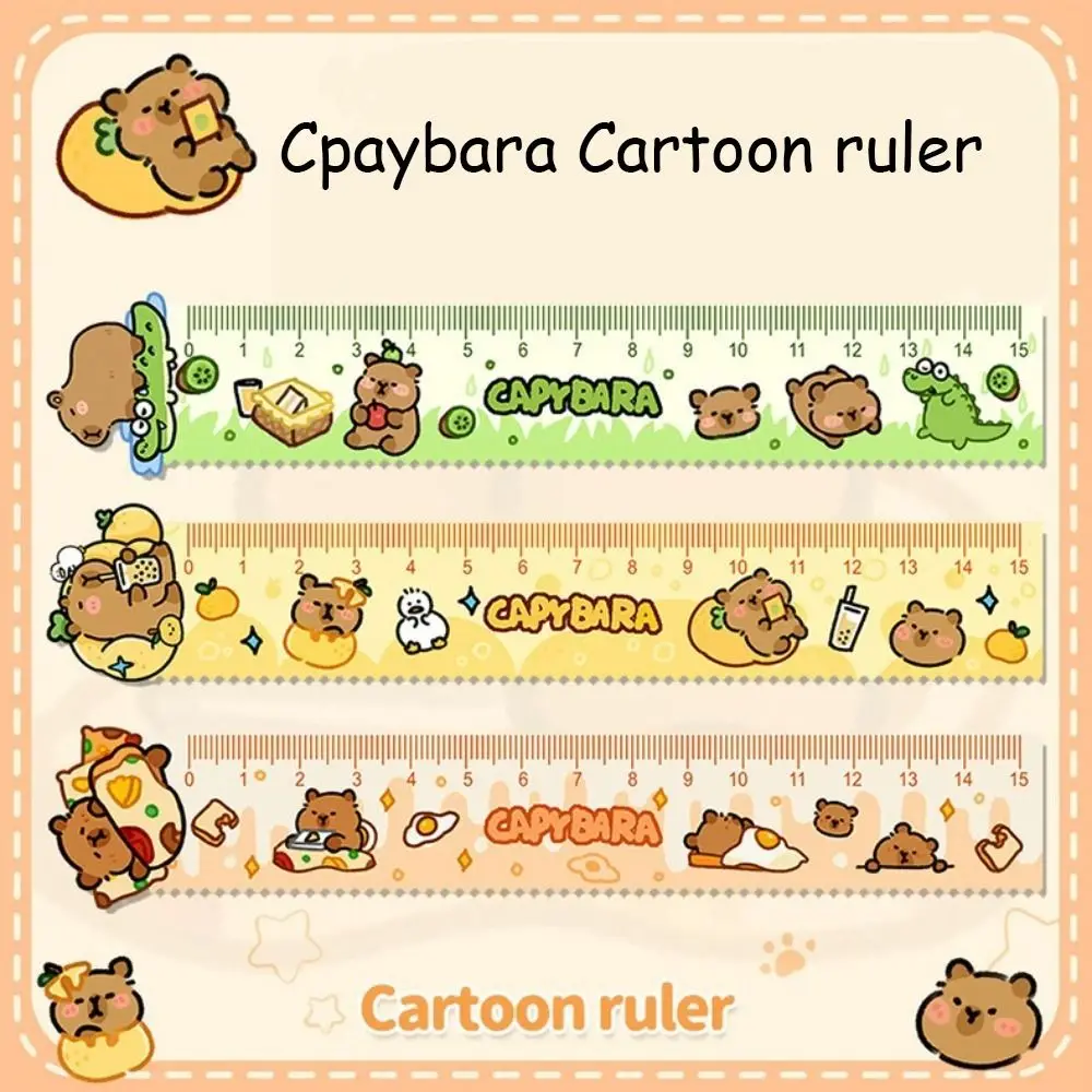 15cm Capybara Ruler School Office Supplies Wavy Lines Drawing Tools Acrylic Cute Cartoon Straight Ruler Standard Measuring Tool stainless steel ruler triangle ruler ruler set drawing ruler straight ruler folding ruler metal ruler plastic ruler quilting ruler rotatable ruler