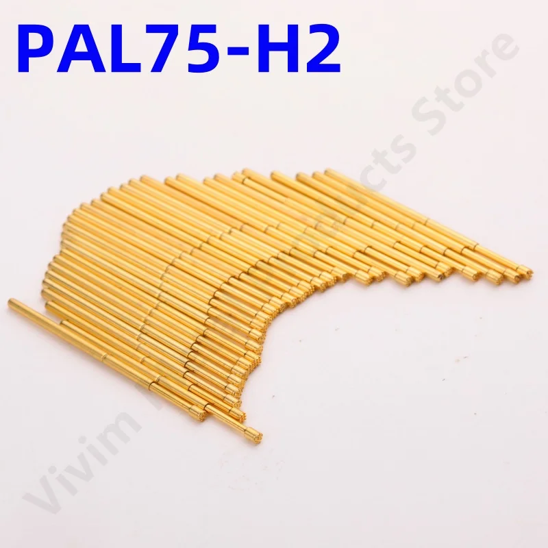 

100PCS PAL75-H2 Spring Test Probe PAL75-H Test Pin Test Tool 33.35mm Dia1.02mm Gold Needle Tip Dia 1.3mm Pogo Pin PL75-H PL75-H2