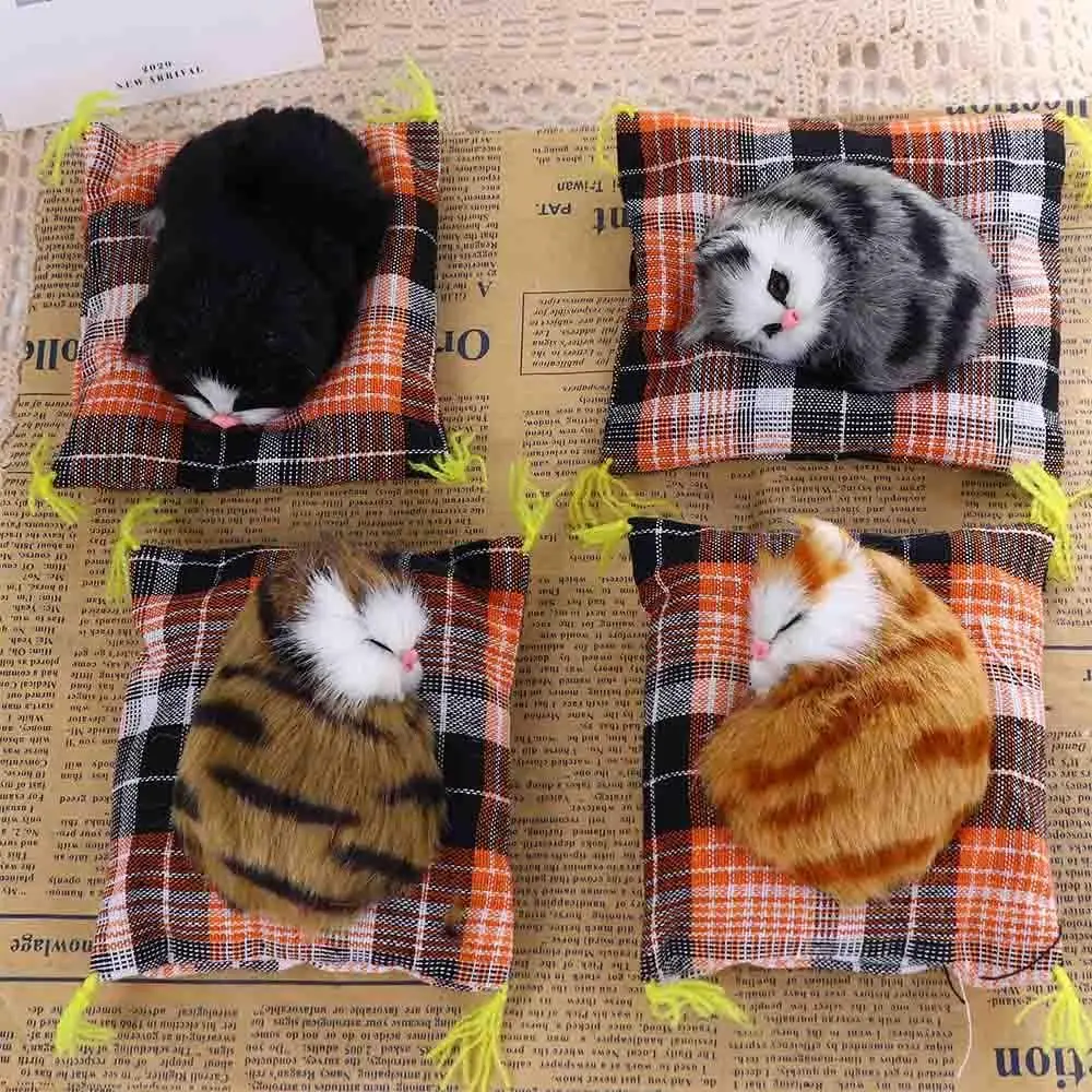 Creative Simulation Mini Cat Cute Cloth Pad Plush Cats Children Birthday Gifts Toys Decoration Imitation Cat Home Decor Supplies
