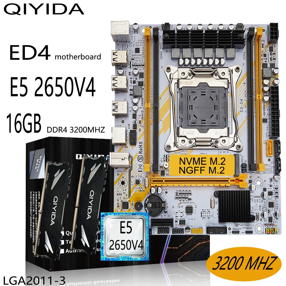 QIYIDA X99 Motherboard Set Combo Xeon Kit E5 2650 V4 CPU LGA 2011 3