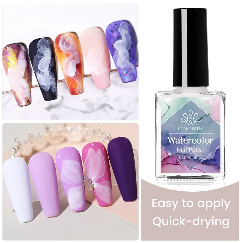 Watercolor Nail Ink White Nail Polish Blossoming Effect Nails Art Design Natural Air Dry Art Varnish Manicure nail art tools,nail polish,nail art inks