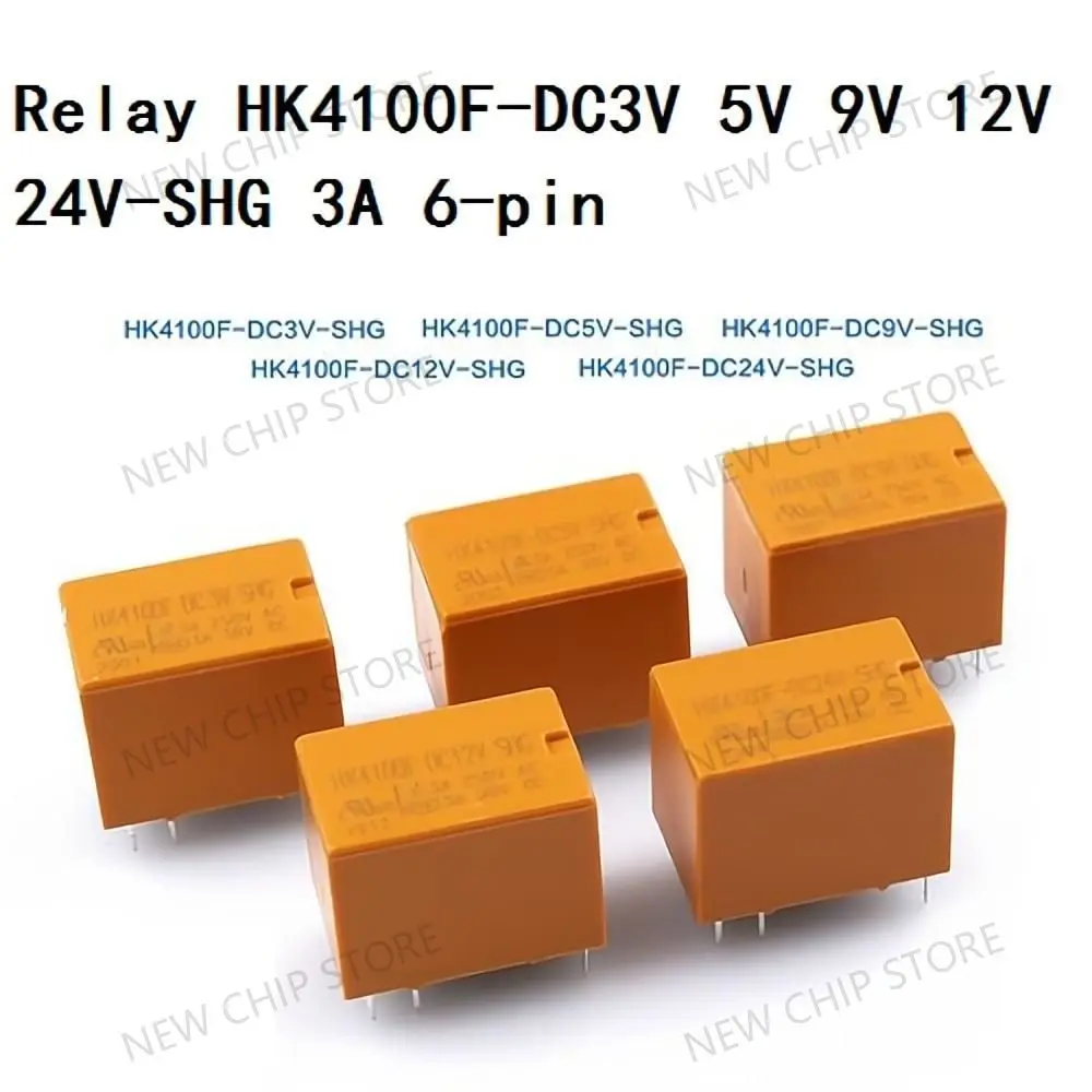 

10PCS 4100 Relay HK4100F DC3V DC5V DC9V DC12V DC24V SHG 3A 6-pin DIP 10.5x15.5mm