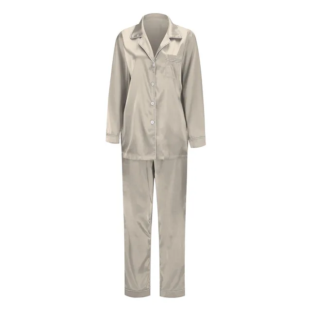 Silk Family Christmas Pajamas Sleepwear Satin Tops+Pants 2pcs Nightwear Pajamas Loungewear Solid Matching Suits For The Family 6