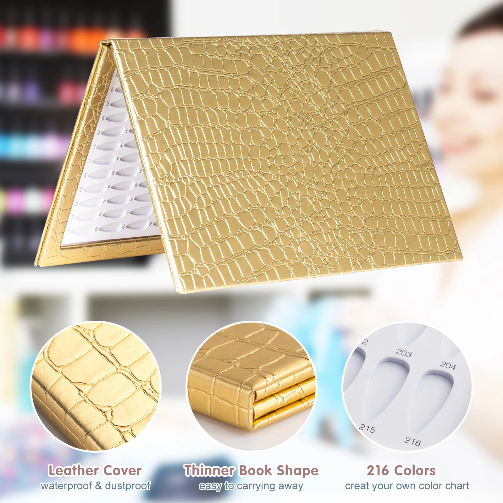 Nail Display Book TP 216 Colors Anselfs Nail Swatch Display Color Chart With 240 Tips Practice Design Sample Art Salon Set