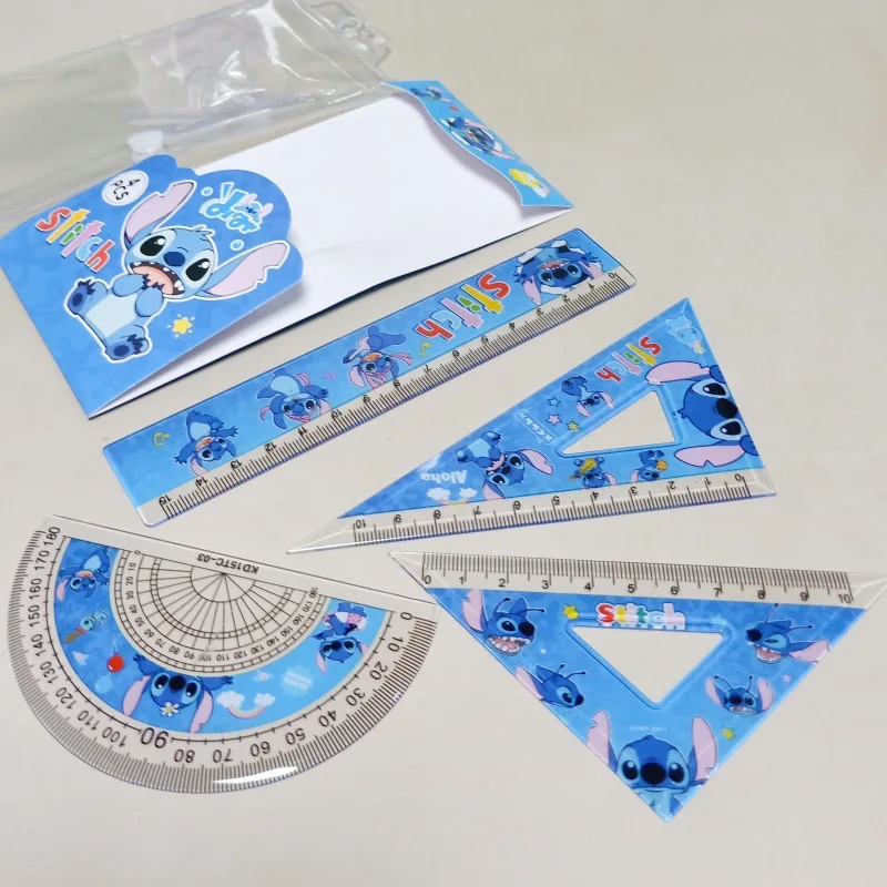 Creative Cute Stizi Protractor Triangle Ruler Four-Piece Set Cute Pet Cartoon Drawing Ruler Set Student Prize Gift triangle ruler ruler set drawing ruler digital protractor