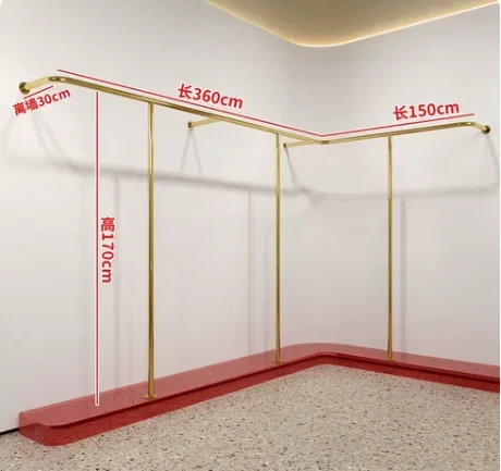 Hanging-curved-stainless-steel-clothes-rack-on-the-wall-of-a-clothing ...