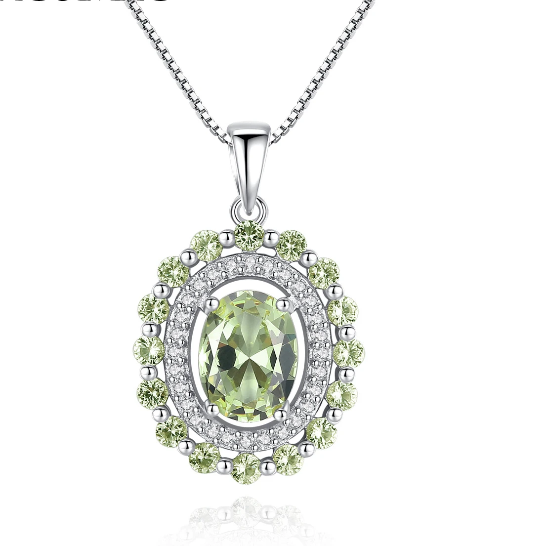 

SN0103-1 European and American Style Accessories S925 Silver Necklace Peridot Pendant Fashion Wholesale