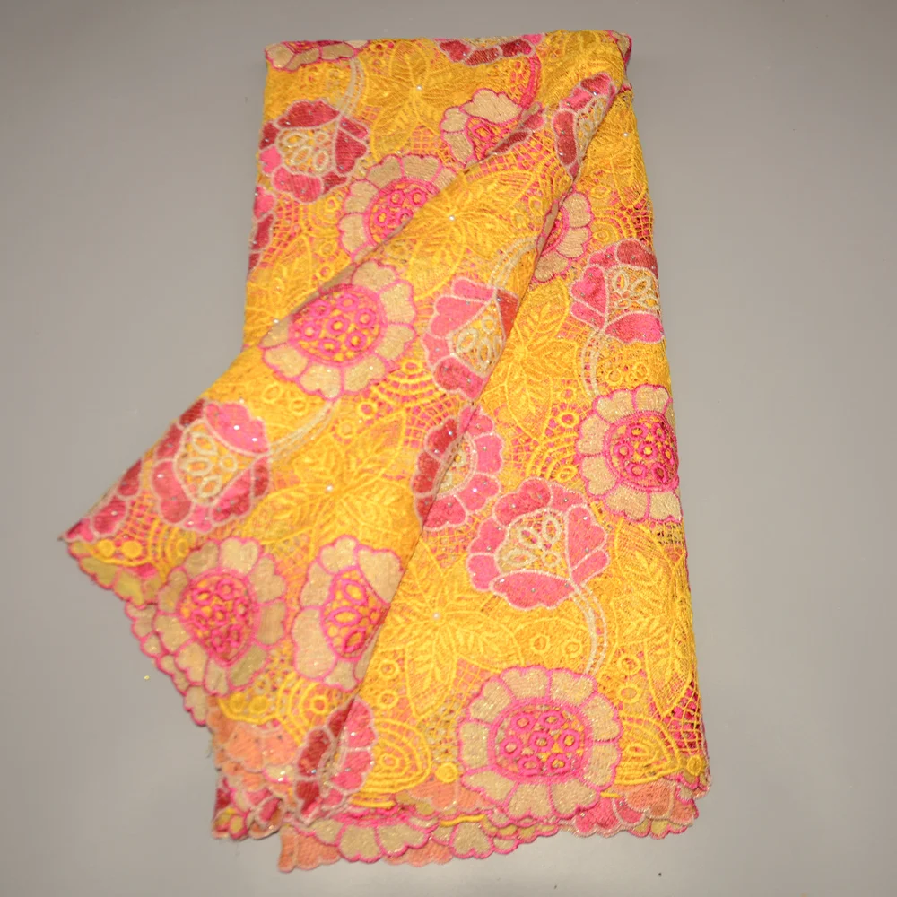 

2022 Hot African Guipure Cord Lace Fabric High Quality Lace Nigerian Water Soluble Lace Fabrics Embroidery For Party dress