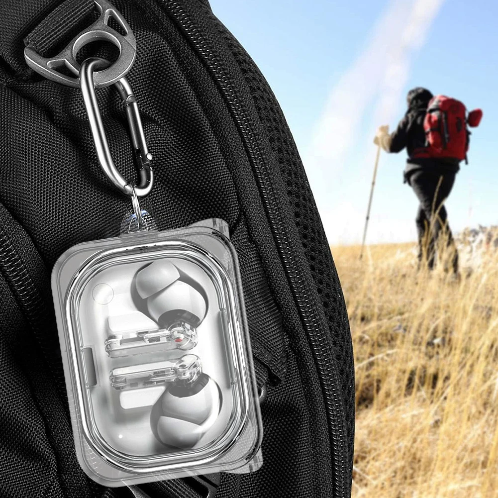 TPU Clear Soft Protective Cover with Keychain Lightweight Transparent Cover Earbuds Charging Case Skin Cover for Nothing Ear(a)