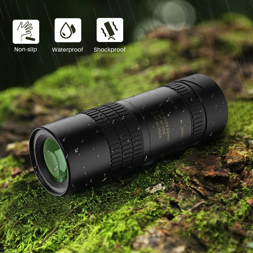 APEXEL 10-300X40 텔레스코픽 줌 단안 고화질 망원경 4K 전문 단안 망원경 강력한 쌍안경 HD
