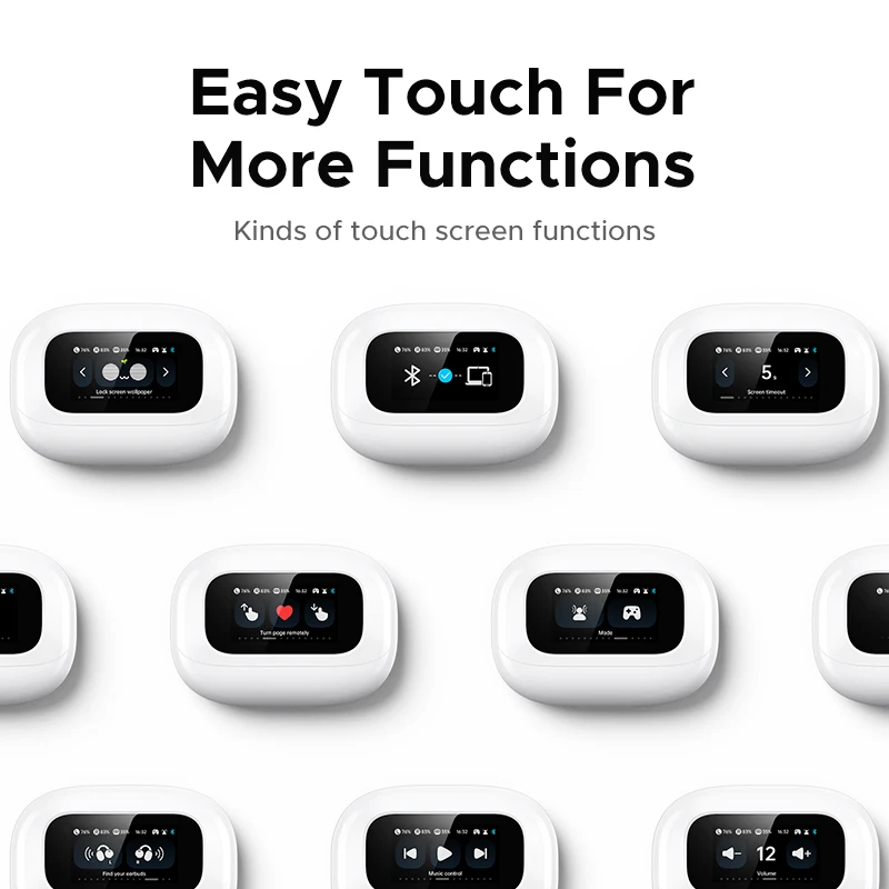 UGREEN LCD Full Color Smart Screen Wireless TWS Bluetooth Earphones Earbuds Open Clip Ear Headphones AI Call Noise Cancellation