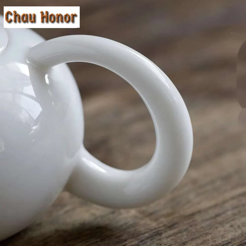 Handmade Dehua White Porcelain Teapot Small Xishi Pot Household Tea Maker Kettle with Infuser Drinkware Accessories Ornaments