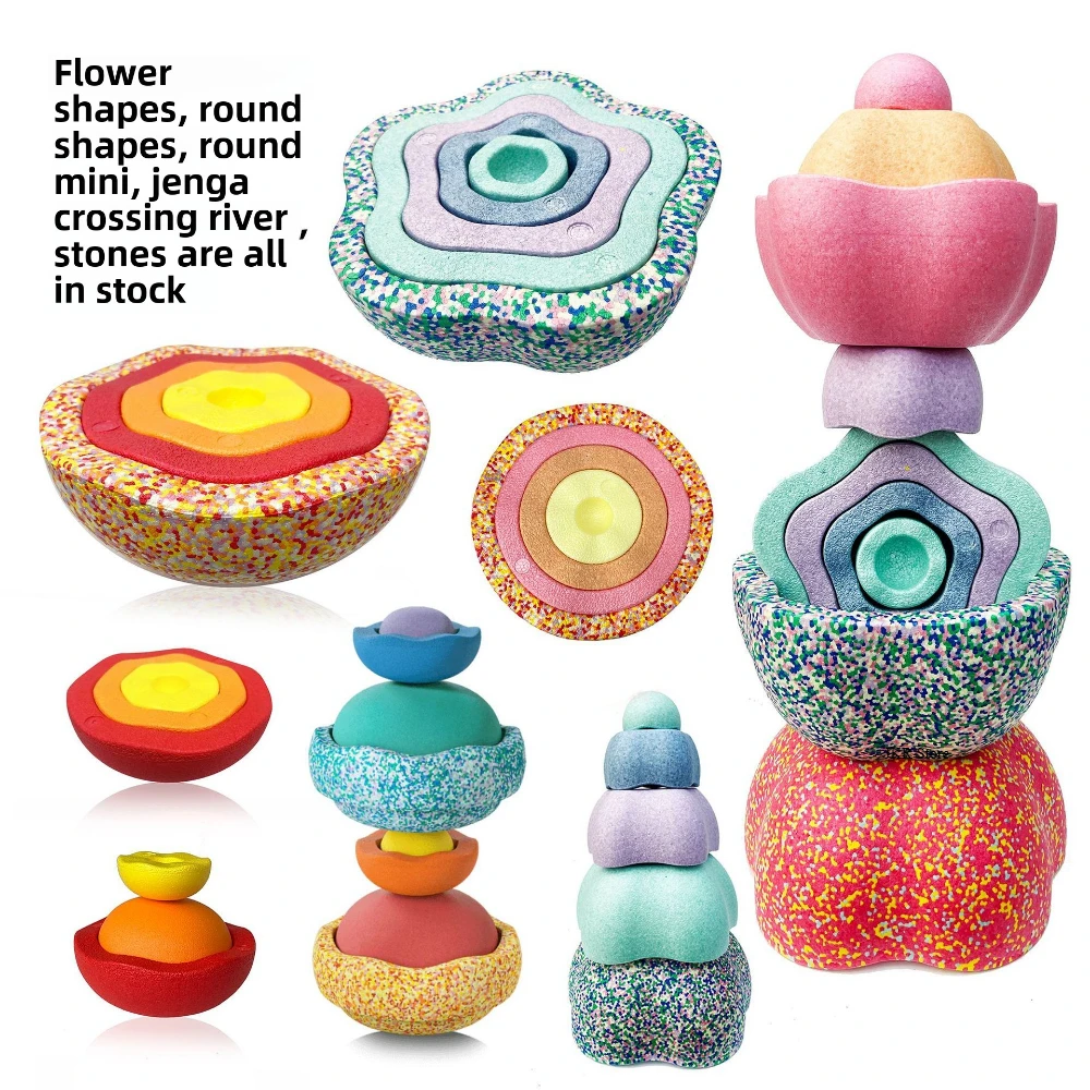 Children Toys Balance Training Foam Ladder Sensory Tube Assist Outdoor Game Stacking Stone Flowers Baby Toy