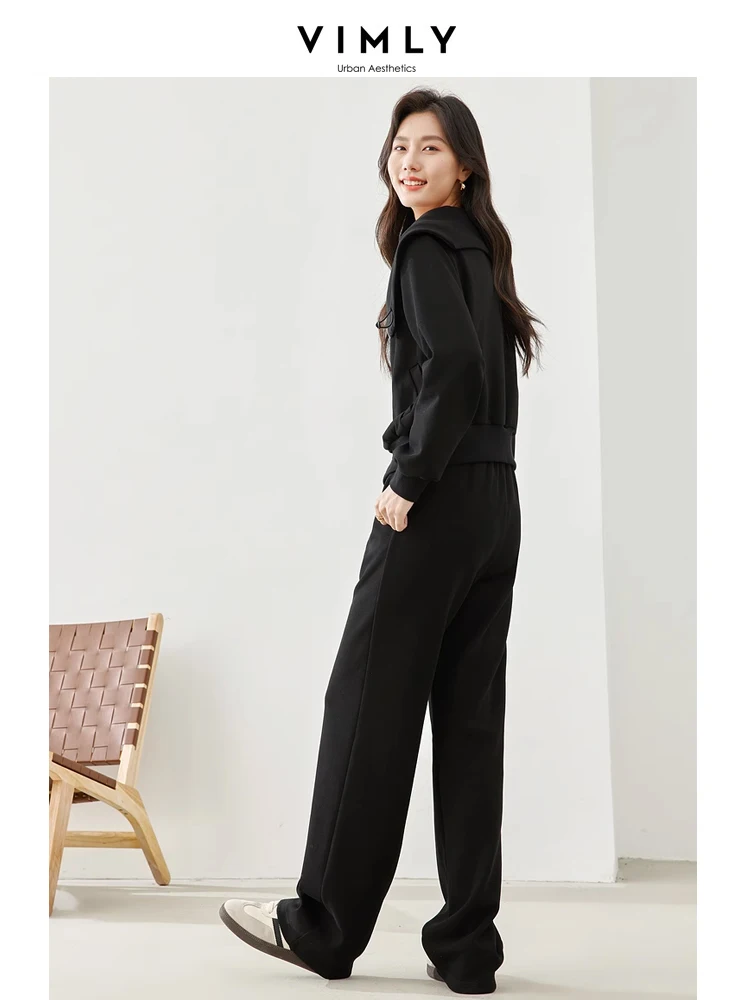 VIMLY Women's Casual Sporty Tracksuit Suits Spring/Autumn Zipper Cardigan Jacket+Elastic Waist Wide Leg Sweat Pants Matching Set