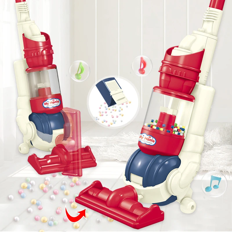 Kids Vacuum Cleaner Plastic Cleaner Toy True Suction Walking Ability Toddler Pretend Cleaning Machine