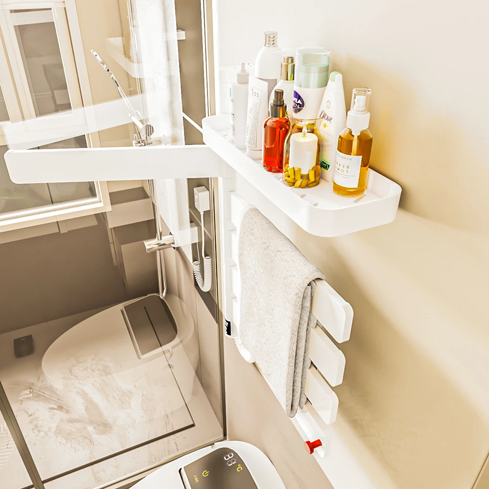 220V bathroom electric towel rack rotatable with UV light night light digital display function towel drying
