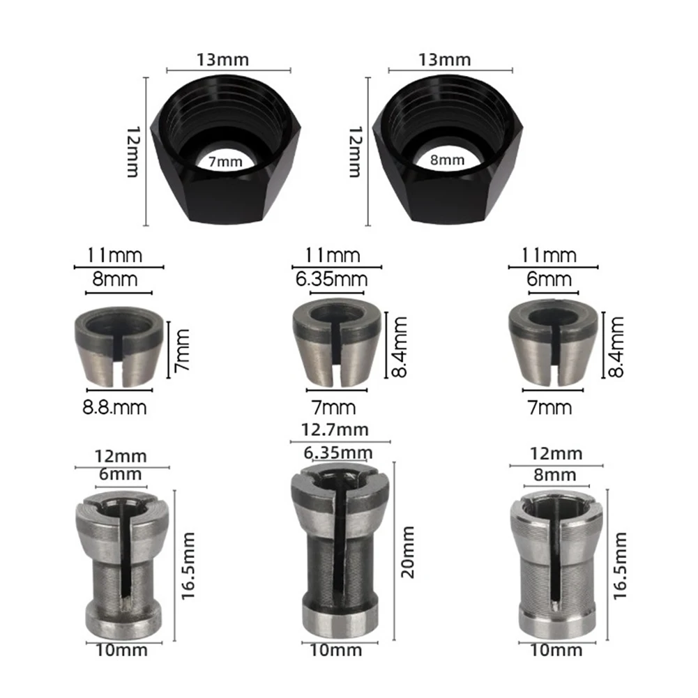 8pcs 6/6.35/8mm Collet Chuck Trimming Machine Milling Engraving Cutter Carbon Steel For Wood Router Power Tool Accessories 2
