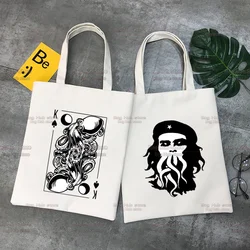 Lovecraft Cthulhu Horror Artsy Artwork Female Bag Print Cloth Shoulder Bag Eco Tote Reusable Canvas Shopper Bags Canvas Tote