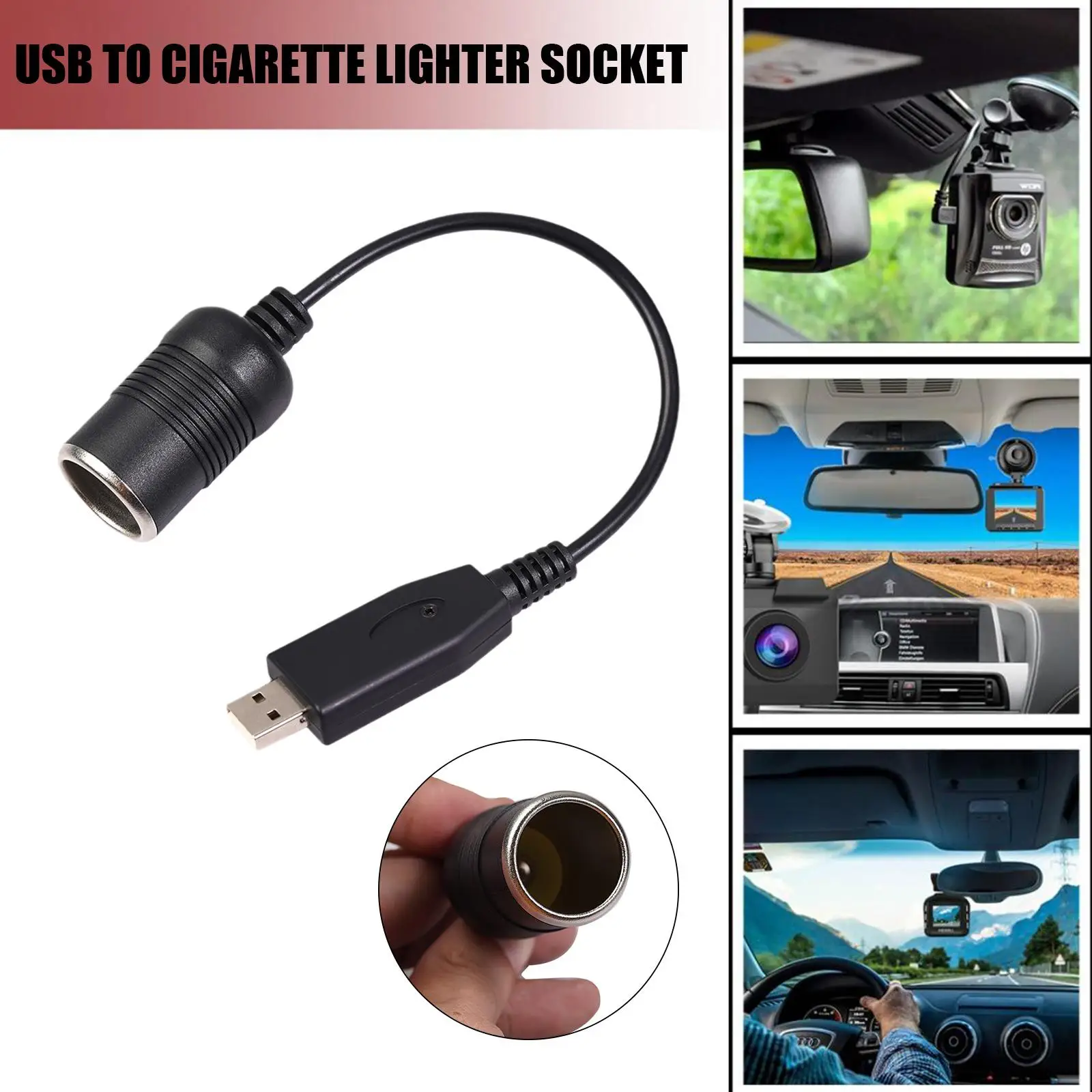 

Car Cigarette Lighter Socket Female Power Cord Car Converter Adapter Wired Controller USB Port To 12V For Xiaomi Power Bank Y4N1
