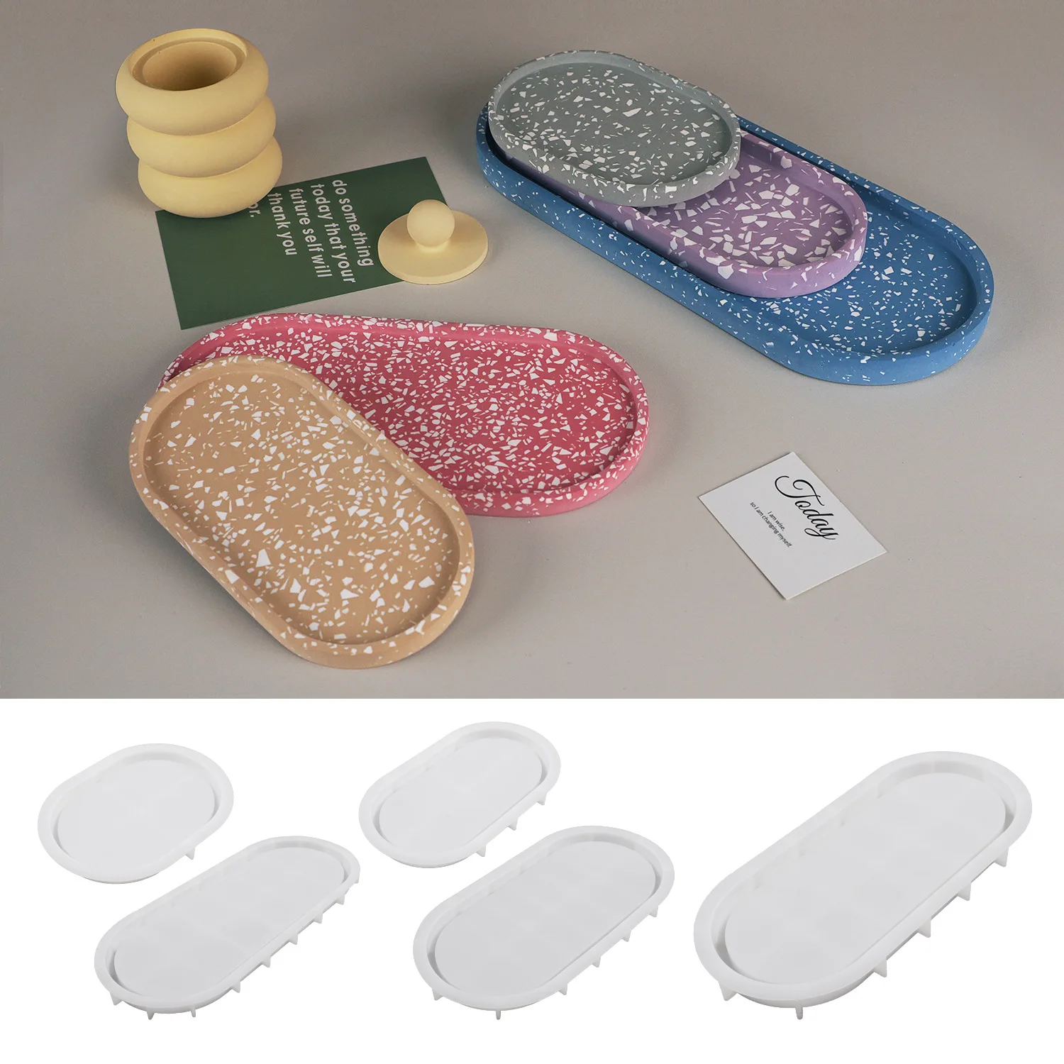 Tray Cement Silicone Molds DIY Flower Pot Base Storage Plate Concrete Plaster Coaster Crystal Gypsum Mold Home Deco Craft