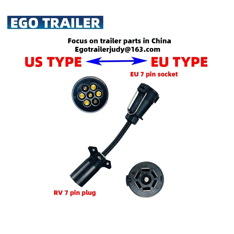 EgoTrailer 7 Pin Trailer Round Socket Female Plug to 7 RV Blade Trailer Adapter Connector Adaptor RV Parts Camper Caravan Access