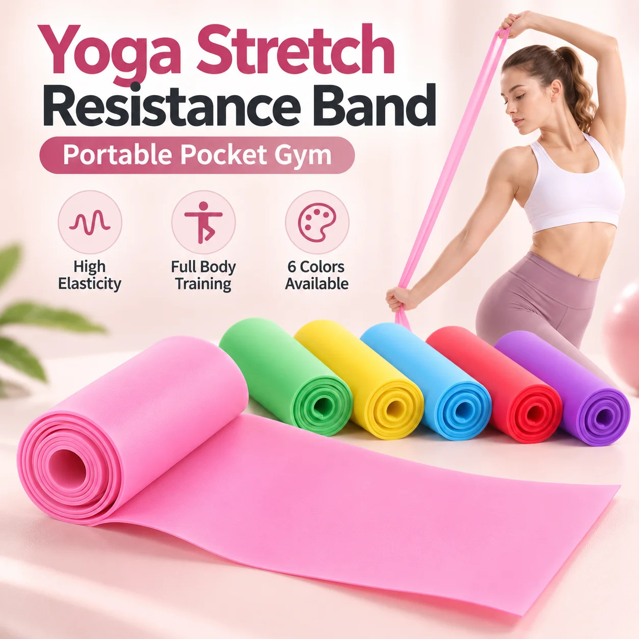 Elastic Yoga Resistance Band for Fitness and Strength Training