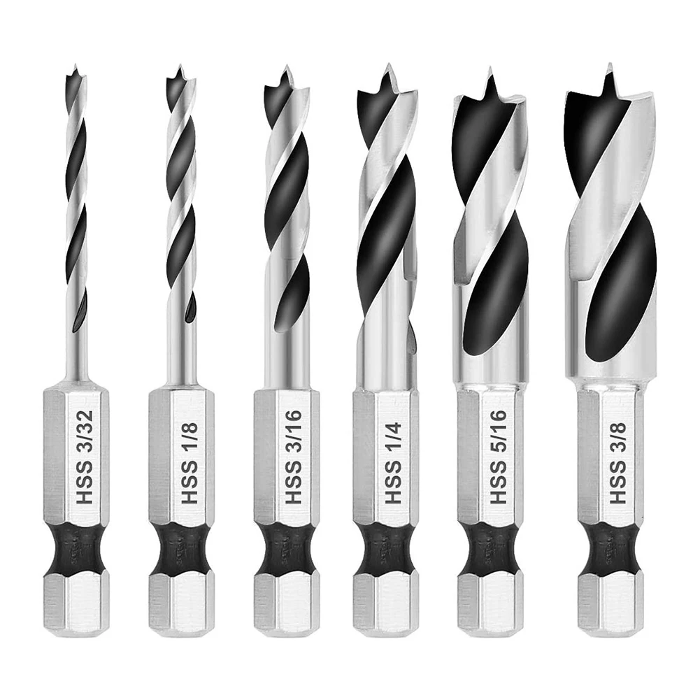 

1pc Drill Bit Hex Shank 1/4Inch HSS 3-Point Stubby For Woodworking 3/32 1/8 3/16 1/4 5/16 3/8 Magnetism Power Tools Accessories
