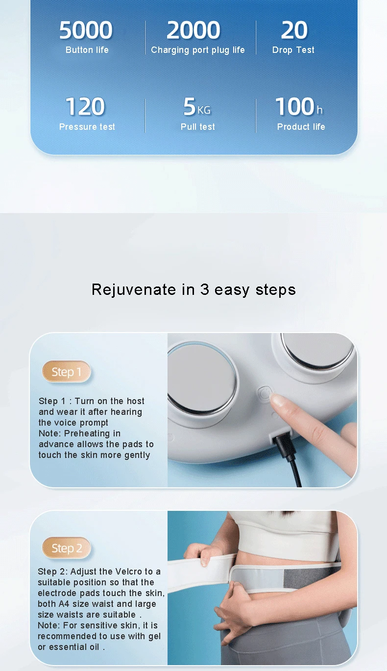 Electric Waist EMS Lumbar Massager Dysmenorrhea Heating Massage Abdominal Slimming Belt Far Infrared Hot Compress_voghion.com