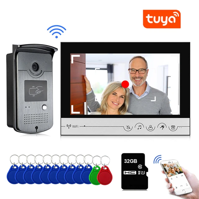 Système d'interphone vidéo intelligent sans fil Tuya, sonnette IP, moniteur  à écran tactile, prise en charge de la caméra 1080P, déverrouillage par mot  de passe, Wi-Fi, 7 pouces - AliExpress