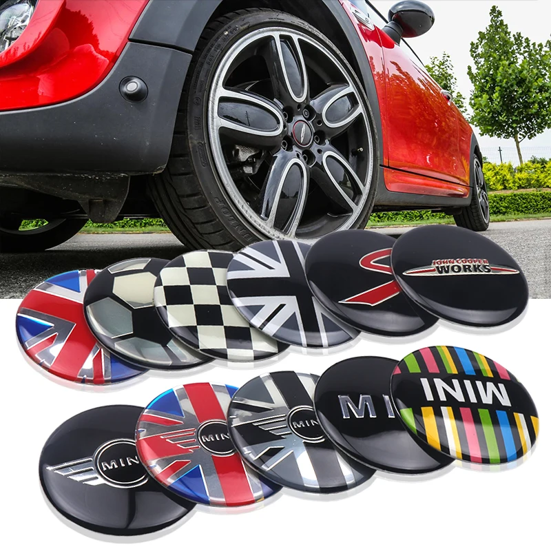 미니 쿠퍼 JCW WORKS R55 R56 F55 F56 R57 R58 R59 자동차 휠 타이어 허브 스티커 배지 장식 자동차 외부 액세서리 4개 52mm