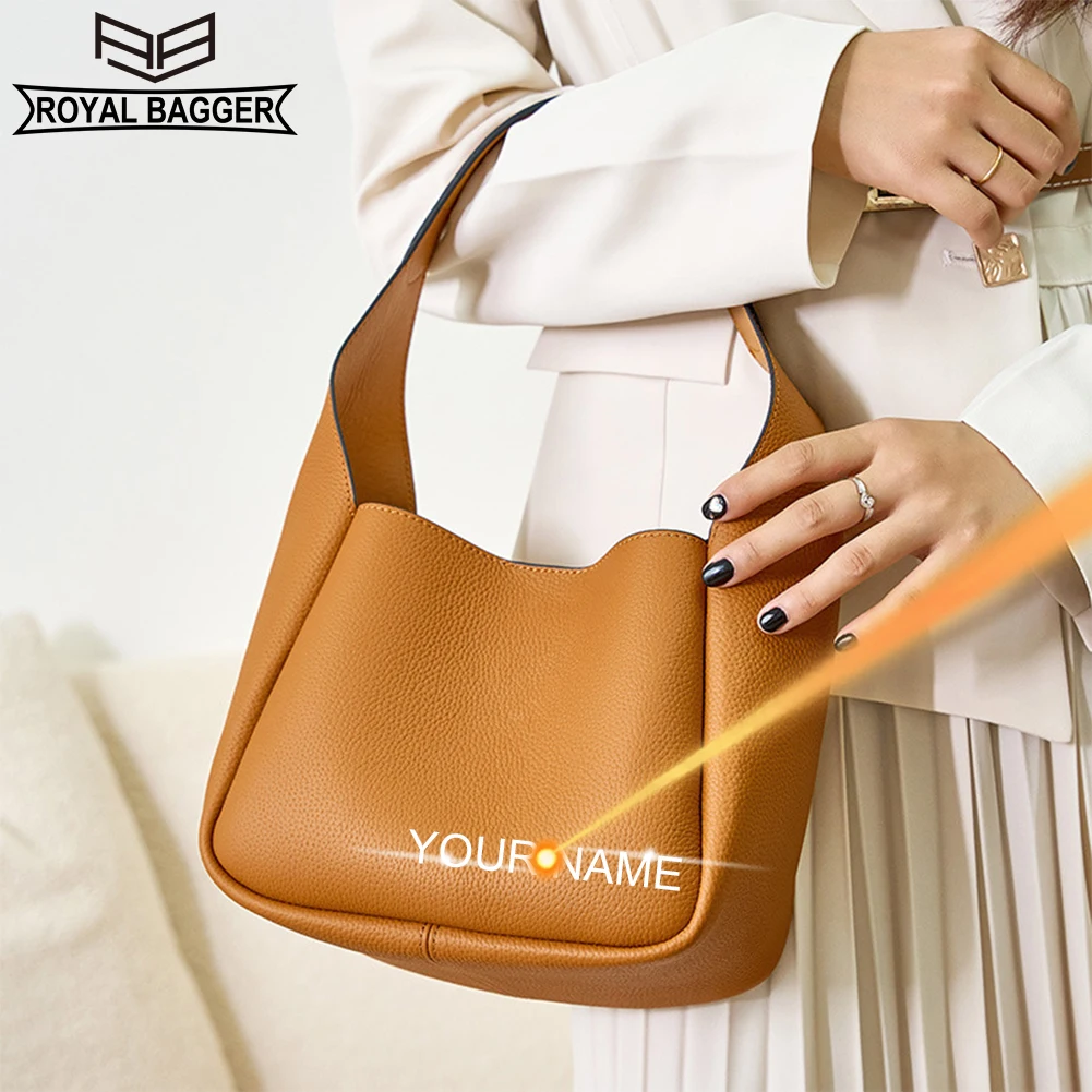 

Royal Bagger Genuine Cow Leather Tote Bags for Women Large Capacity Handbag Fashion Underarm Shoulder Crossbody Bag 2036