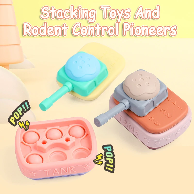 Baby Silicone Stacked Toys Tactile Sensory Soft Building Blocks Toy Push Bubble Hand Eye Coordination Montessori Education Toy